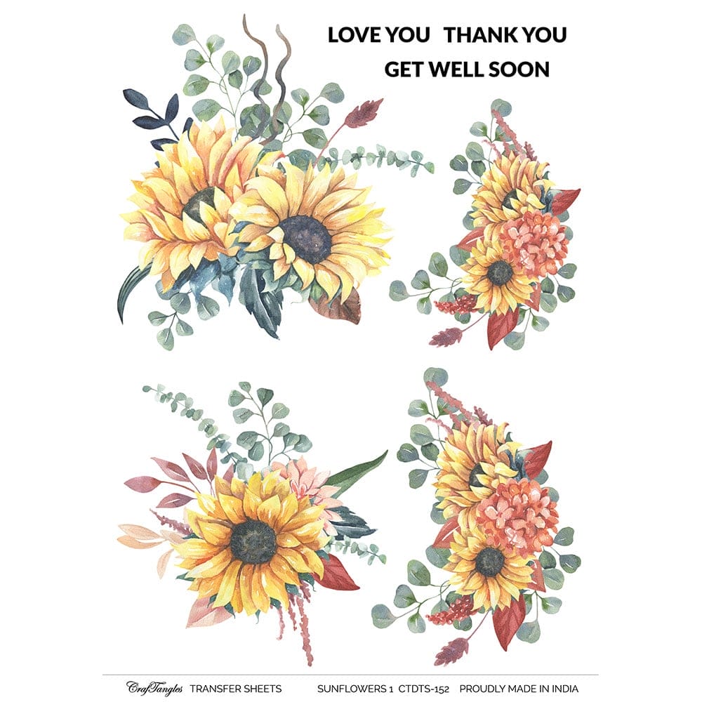 CrafTangles A4 Transfer It Sheets - Sunflowers 1 CTDTS 152 CrafTangles transfer sheet Sunflowers 1 CrafTangles A4 Transfer It Sheets - Sunflowers 1