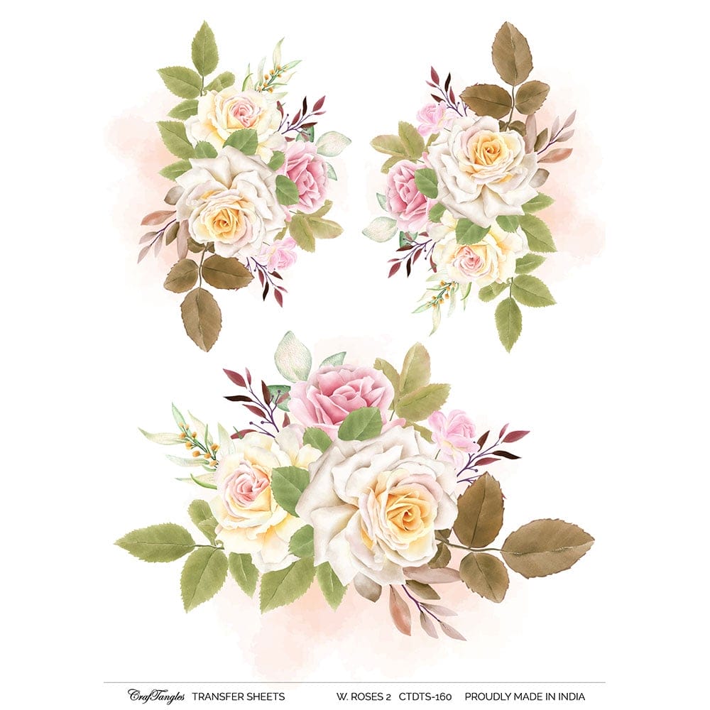 CrafTangles A4 Transfer It Sheets - Watercolour Roses 2 CTDTS 160 CrafTangles transfer sheet Watercolour Roses 2 CrafTangles A4 Transfer It Sheets - Watercolour Roses 2