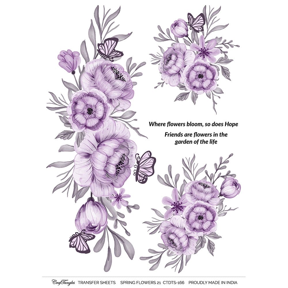 CrafTangles A4 Transfer It Sheets - Spring Flowers 21 CTDTS 166 CrafTangles transfer sheet Spring Flowers 21 CrafTangles A4 Transfer It Sheets - Spring Flowers 21