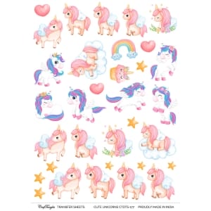 CrafTangles A4 Transfer It Sheets - Cute Unicorns