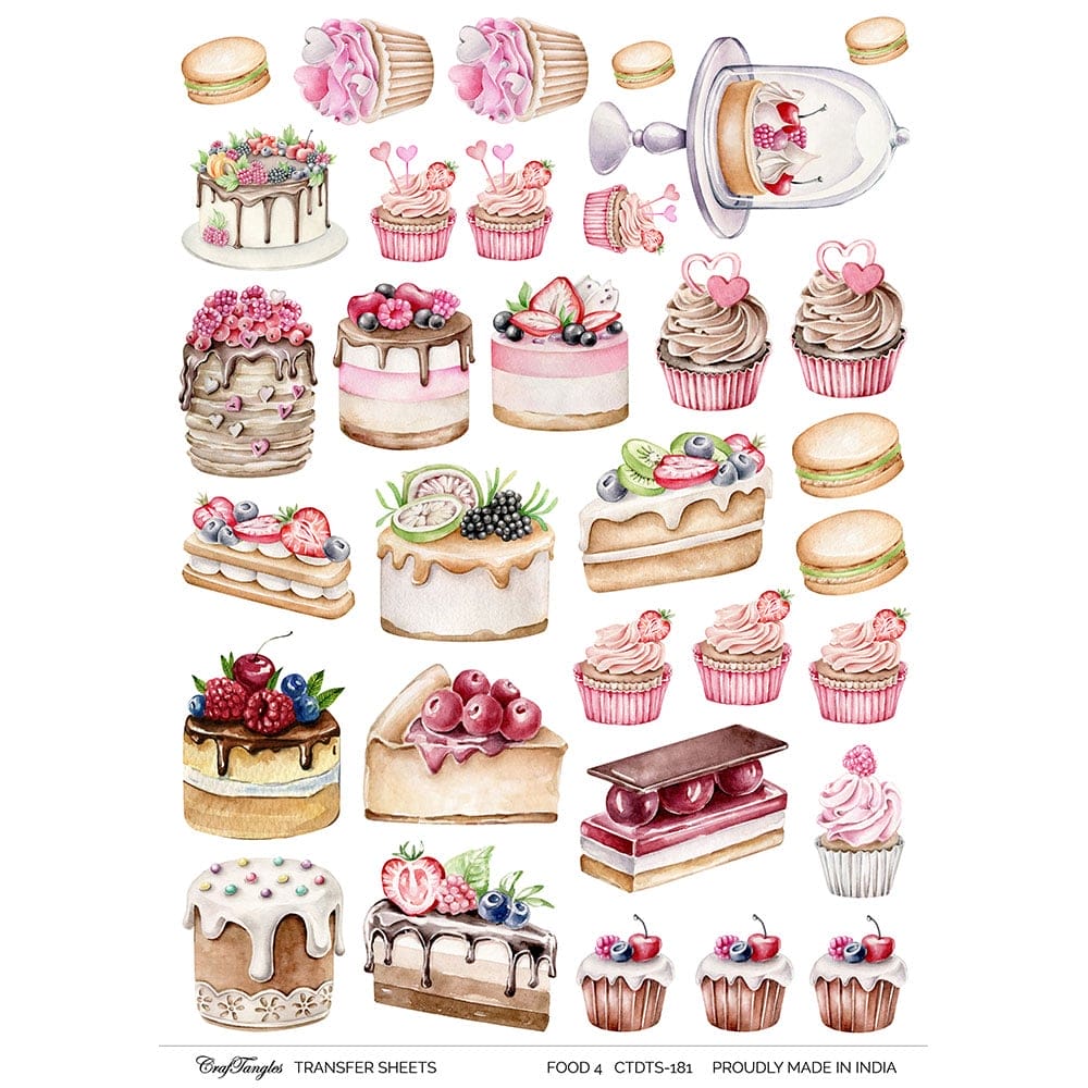 CrafTangles A4 Transfer It Sheets - Food 4 CTDTS 181 CrafTangles transfer sheet Food 4 CrafTangles A4 Transfer It Sheets - Food 4
