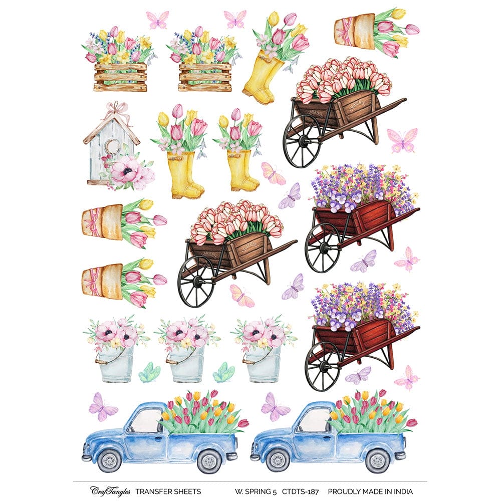 CrafTangles A4 Transfer It Sheets - Watercolour Spring 5 CTDTS 187 CrafTangles transfer sheet Watercolor Spring 5 CrafTangles A4 Transfer It Sheets - Watercolour Spring 5
