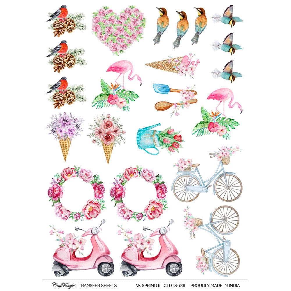 CrafTangles A4 Transfer It Sheets - Watercolour Spring 6 CTDTS 188 CrafTangles transfer sheet Watercolor Spring 6 CrafTangles A4 Transfer It Sheets - Watercolour Spring 6