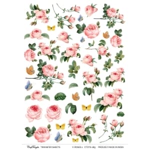 CrafTangles A4 Transfer It Sheets - Vintage Roses 1
