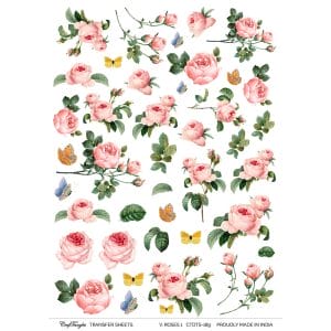CrafTangles A4 Transfer It Sheets - Vintage Roses 1