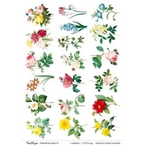 CrafTangles A4 Transfer It Sheets - Vintage Roses 2