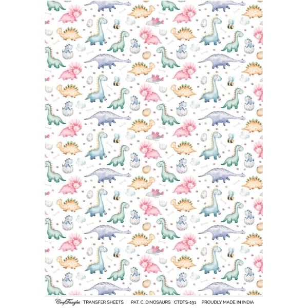 CrafTangles A4 Transfer It Sheets - Pattern Cute Dinosaurs