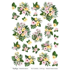 CrafTangles A4 Transfer It Sheets - Tropical Flowers 1