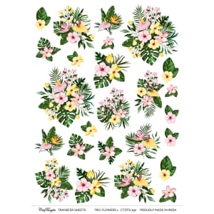 CrafTangles A4 Transfer It Sheets - Tropical Flowers 1