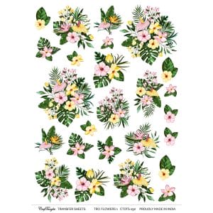 CrafTangles A4 Transfer It Sheets - Tropical Flowers 1