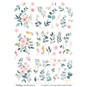 CrafTangles A4 Transfer It Sheets - Watercolour Florals 1