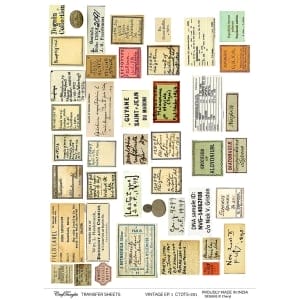 CrafTangles A4 Transfer It Sheets - Vintage Ephemeras 1