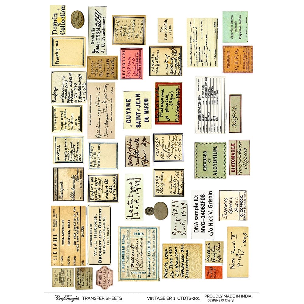 CrafTangles A4 Transfer It Sheets - Vintage Ephemeras 1