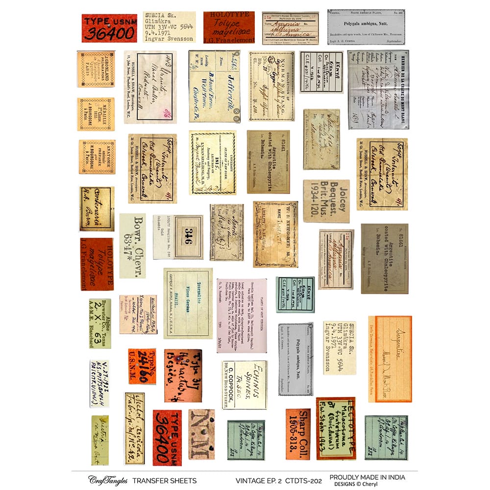 CrafTangles A4 Transfer It Sheets - Vintage Ephemeras 2 CTDTS 202 CrafTangles transfer sheet Watercolor Vintage Ephemeras 2 CrafTangles A4 Transfer It Sheets - Vintage Ephemeras 2