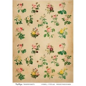 CrafTangles A4 Transfer It Sheets - Vintage Roses 3