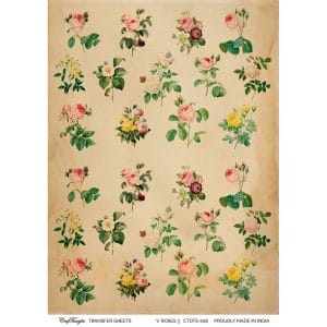 CrafTangles A4 Transfer It Sheets - Vintage Roses 3
