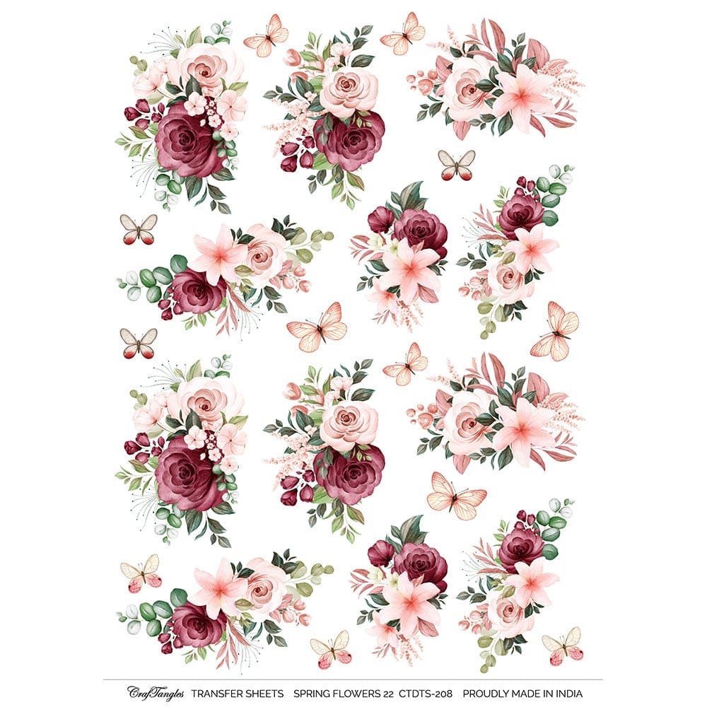CrafTangles A4 Transfer It Sheets - Spring Flowers 22 CTDTS 208 CrafTangles transfer sheet Spring Flowers 22 CrafTangles A4 Transfer It Sheets - Spring Flowers 22