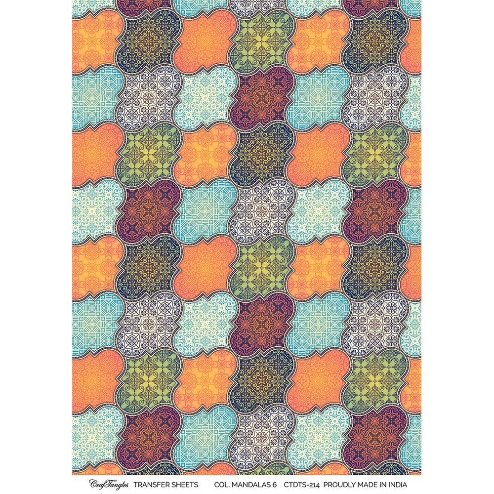 CrafTangles A4 Transfer It Sheets - Colourful Mandalas 6 CTDTS 214 CrafTangles transfer sheet Colorful Mandalas 6 CrafTangles A4 Transfer It Sheets - Colourful Mandalas 6