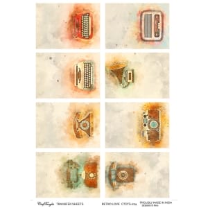 CrafTangles A4 Transfer It Sheets - Retro Love