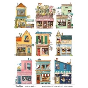 CrafTangles A4 Transfer It Sheets - Buildings 2