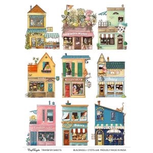 CrafTangles A4 Transfer It Sheets - Buildings 2