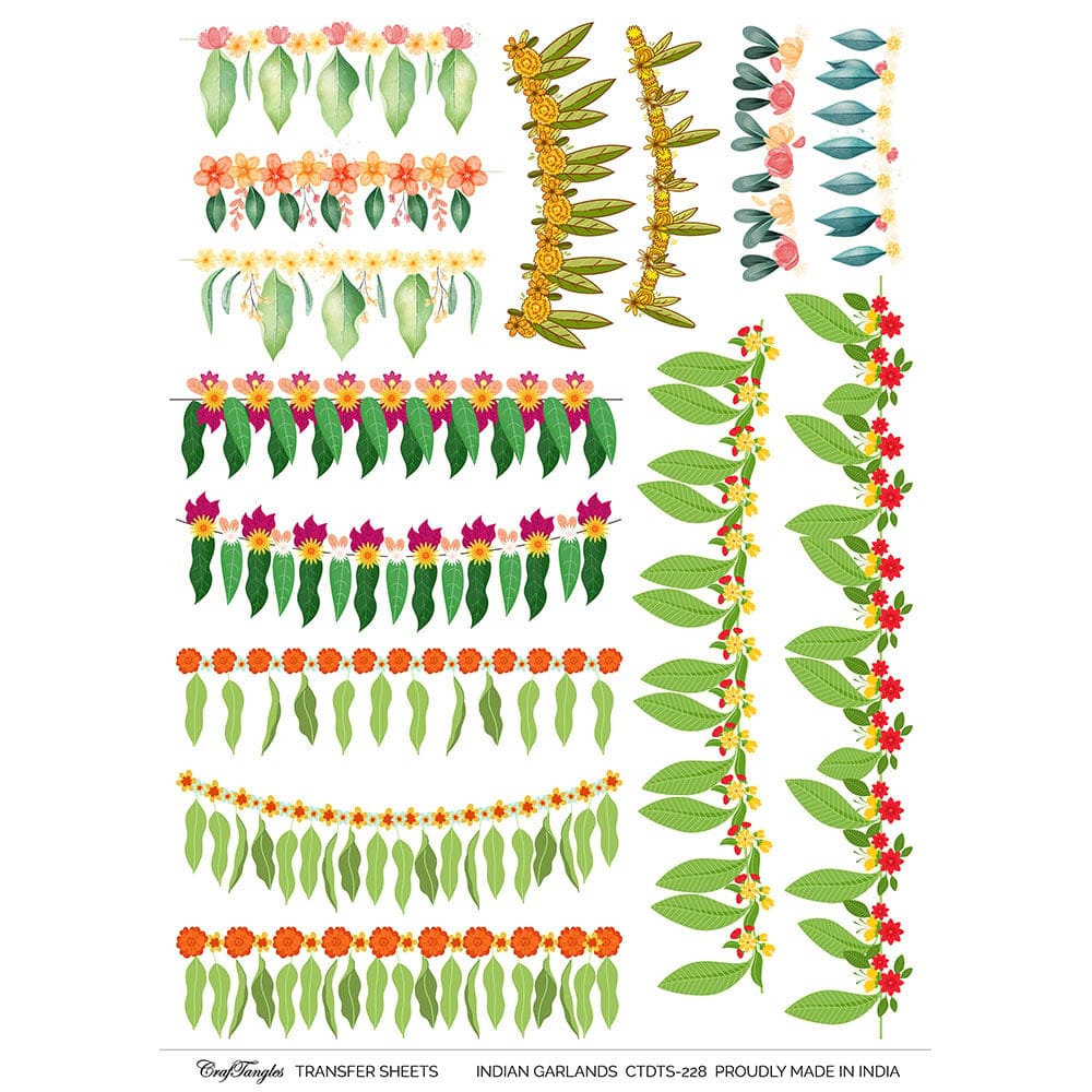 CrafTangles A4 Transfer It Sheets - Indian Garlands CTDTS 228 CrafTangles transfer sheet Indian Garlands CrafTangles A4 Transfer It Sheets - Indian Garlands