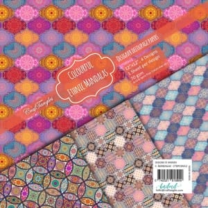 CrafTangles Decoupage Paper Pack - Colourful Ethnic Mandalas (12 by 12 inch) - 4 sheets