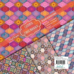 CrafTangles Decoupage Paper Pack - Colourful Ethnic Mandalas (12 by 12 inch) - 4 sheets