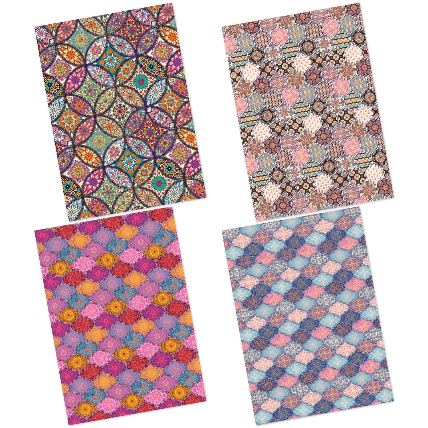 CrafTangles Decoupage Paper Pack - Colourful Ethnic Mandalas (A4) - 4 sheets Colourful Ethnic Mandalas Amazon 4 Images Colourful-Ethnic-Mandalas-Amazon-4-Images