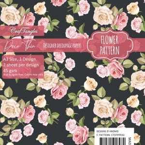 CrafTangles Deco Thin Decoupage Paper A3 (45 gsm) - Flower Pattern - 2 sheets