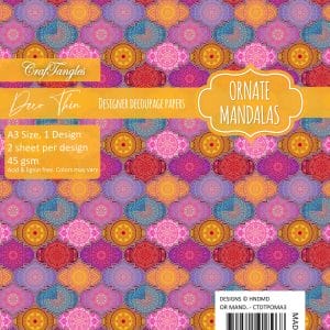 CrafTangles Deco Thin Decoupage Paper A3 (45 gsm) - Ornate Mandalas - 2 sheets