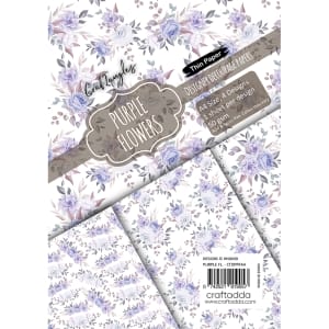 CrafTangles Decoupage Paper Pack - Purple Flowers (A4) - 4 sheets