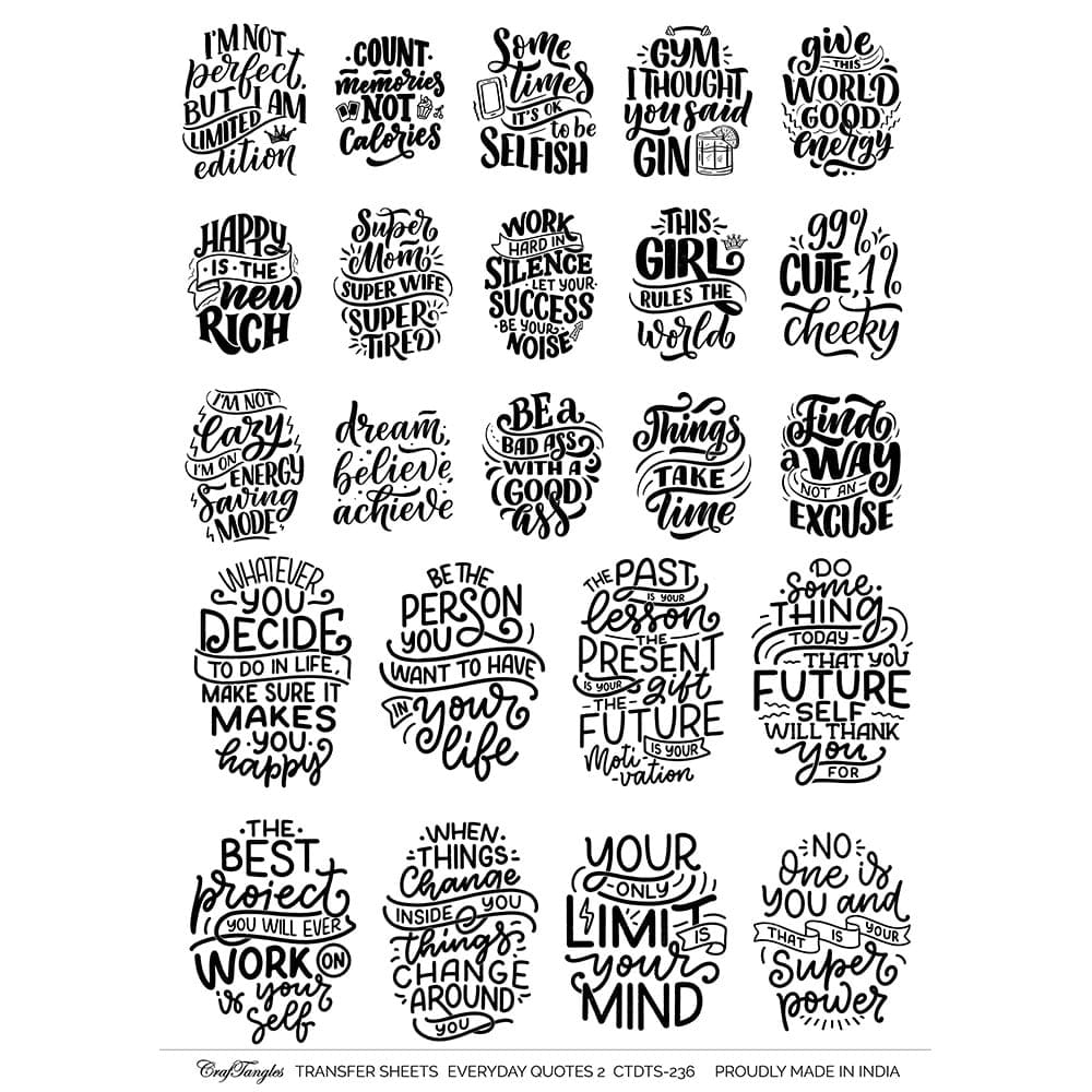 CrafTangles A4 Transfer It Sheets - Quotes - Everyday Quotes 2 CTDTS 236 CrafTangles transfer sheet Quotes Everyday 2 CrafTangles A4 Transfer It Sheets - Quotes - Everyday Quotes 2