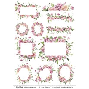 CrafTangles A4 Transfer It Sheets - Floral Frames 1