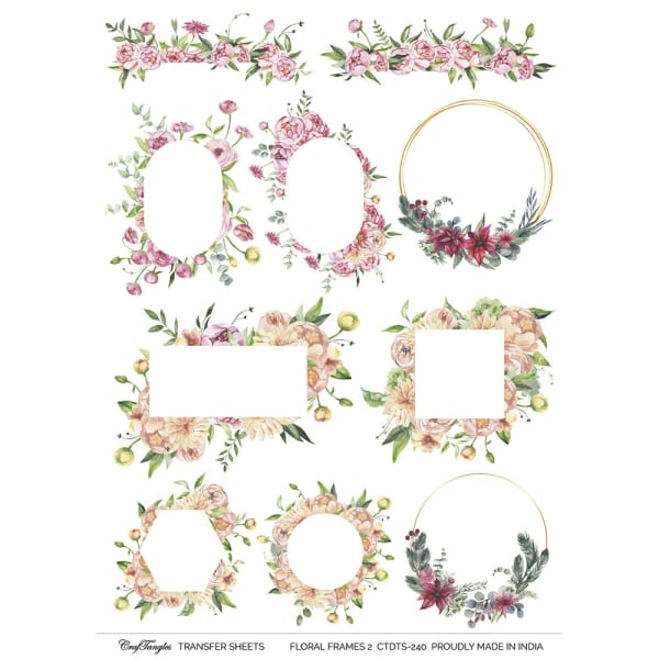 CrafTangles A4 Transfer It Sheets - Floral Frames 2