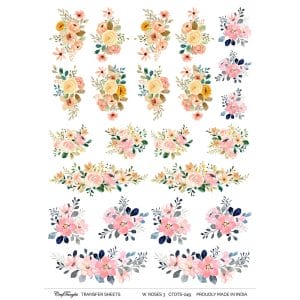 CrafTangles A4 Transfer It Sheets - Watercolour Roses 3