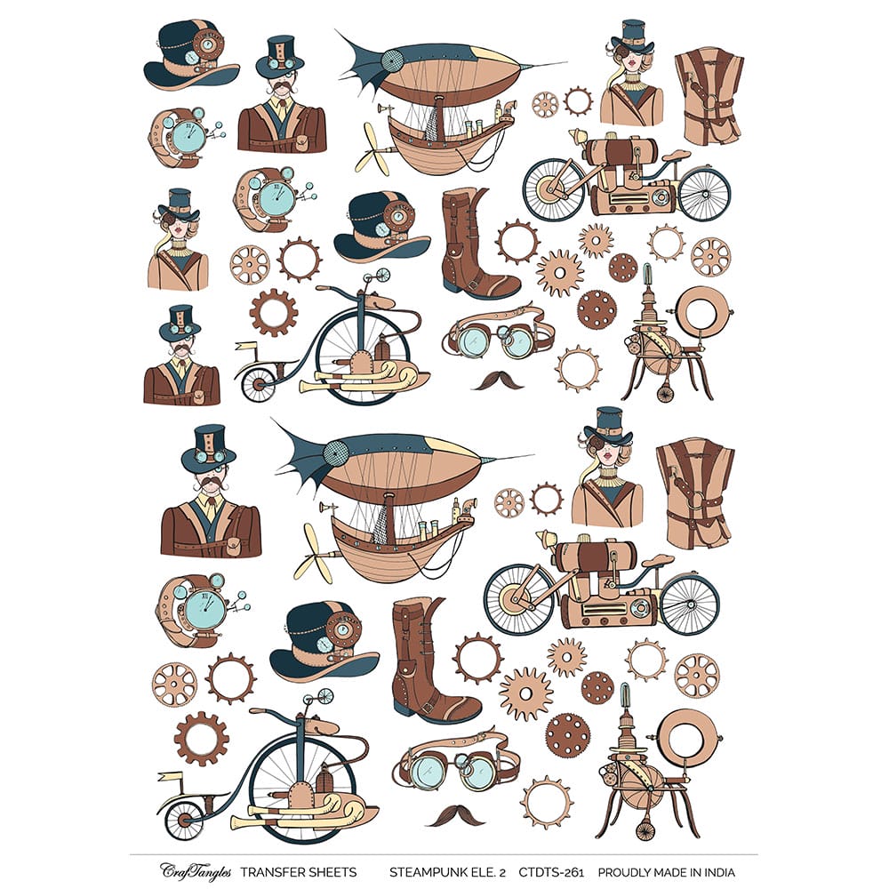 CrafTangles A4 Transfer It Sheets - Steampunk Elements 2 CTDTS 261 CrafTangles transfer sheet Steampunk Elements 2 CrafTangles A4 Transfer It Sheets - Steampunk Elements 2