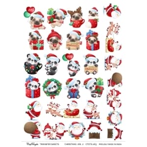 CrafTangles A4 Transfer It Sheets - Christmas Animals 2
