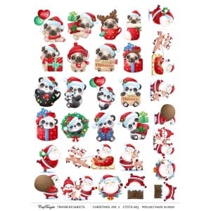 CrafTangles A4 Transfer It Sheets - Christmas Animals 2