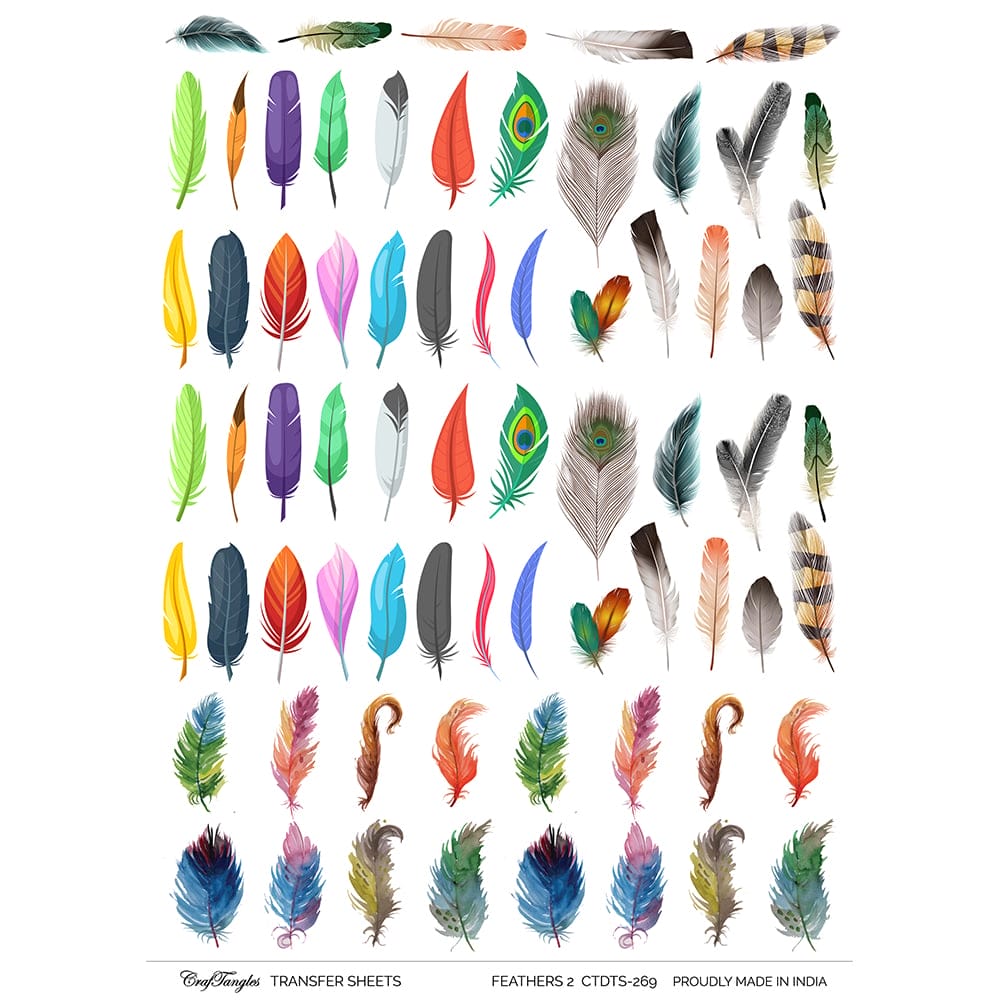 CrafTangles A4 Transfer It Sheets - Feathers 2 CTDTS 269 CrafTangles transfer sheet Feathers 2 CrafTangles A4 Transfer It Sheets - Feathers 2