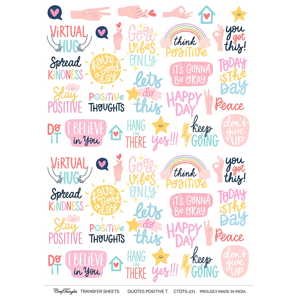 CrafTangles A4 Transfer It Sheets - Quotes - Positive Thoughts CTDTS 271 CrafTangles transfer sheet Quotes Postive Thoughts CrafTangles A4 Transfer It Sheets - Quotes - Positive Thoughts