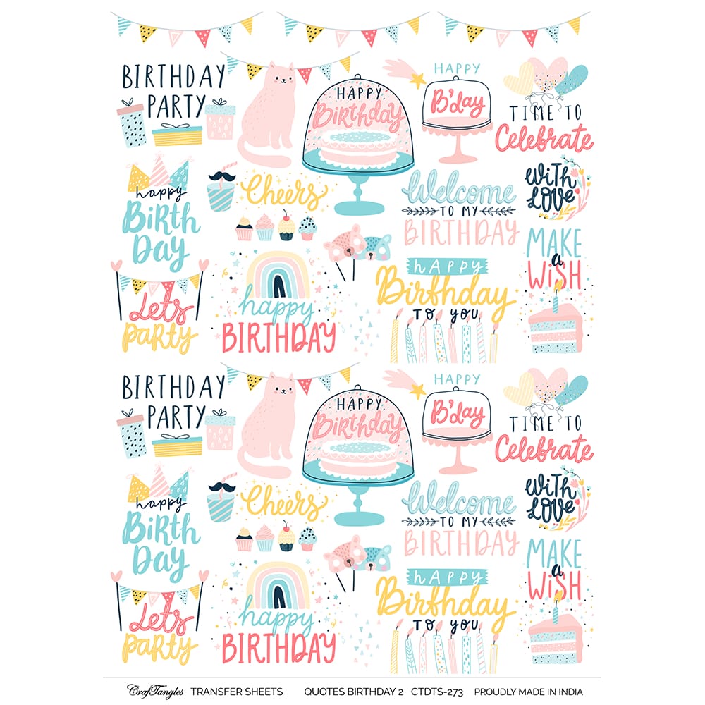 CrafTangles A4 Transfer It Sheets - Quotes - Birthday 2 CTDTS 273 CrafTangles transfer sheet Quotes Birthday 2 CrafTangles A4 Transfer It Sheets - Quotes - Birthday 2