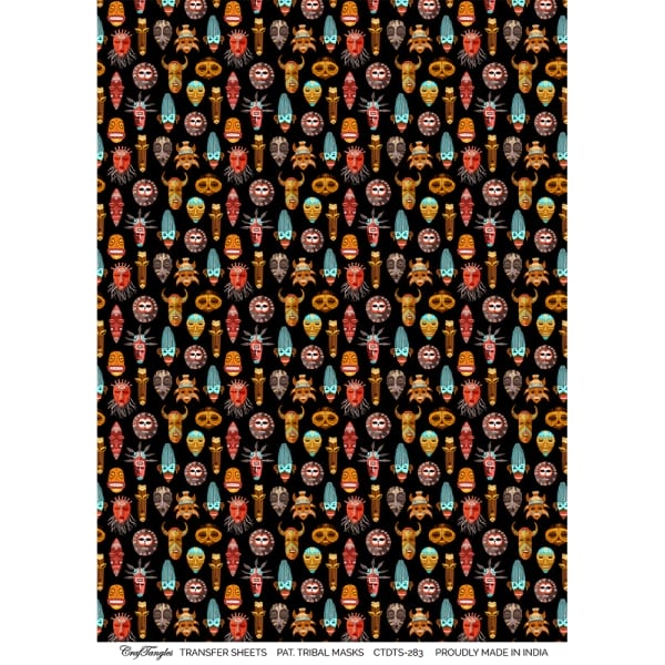 CrafTangles A4 Transfer It Sheets - Tribal Masks