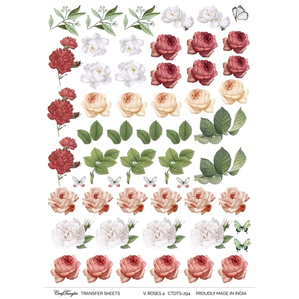 CrafTangles A4 Transfer It Sheets - Vintage Roses 4