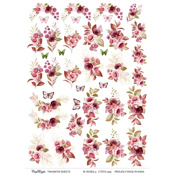 CrafTangles A4 Transfer It Sheets - Watercolour Roses 4