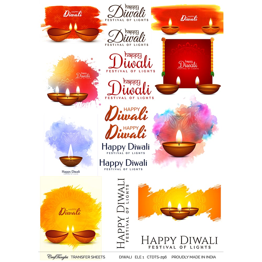 CrafTangles A4 Transfer It Sheets - Diwali Elements 1 CTDTS 296 CrafTangles transfer sheet Diwali Elements 1 CrafTangles A4 Transfer It Sheets - Diwali Elements 1