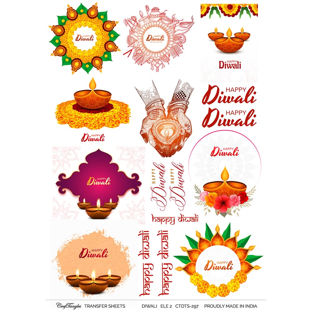 CrafTangles A4 Transfer It Sheets - Diwali Elements 2 CTDTS 297 CrafTangles transfer sheet Diwali Elements 2 CrafTangles A4 Transfer It Sheets - Diwali Elements 2