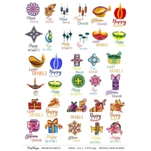 CrafTangles A4 Transfer It Sheets - Diwali Elements 3