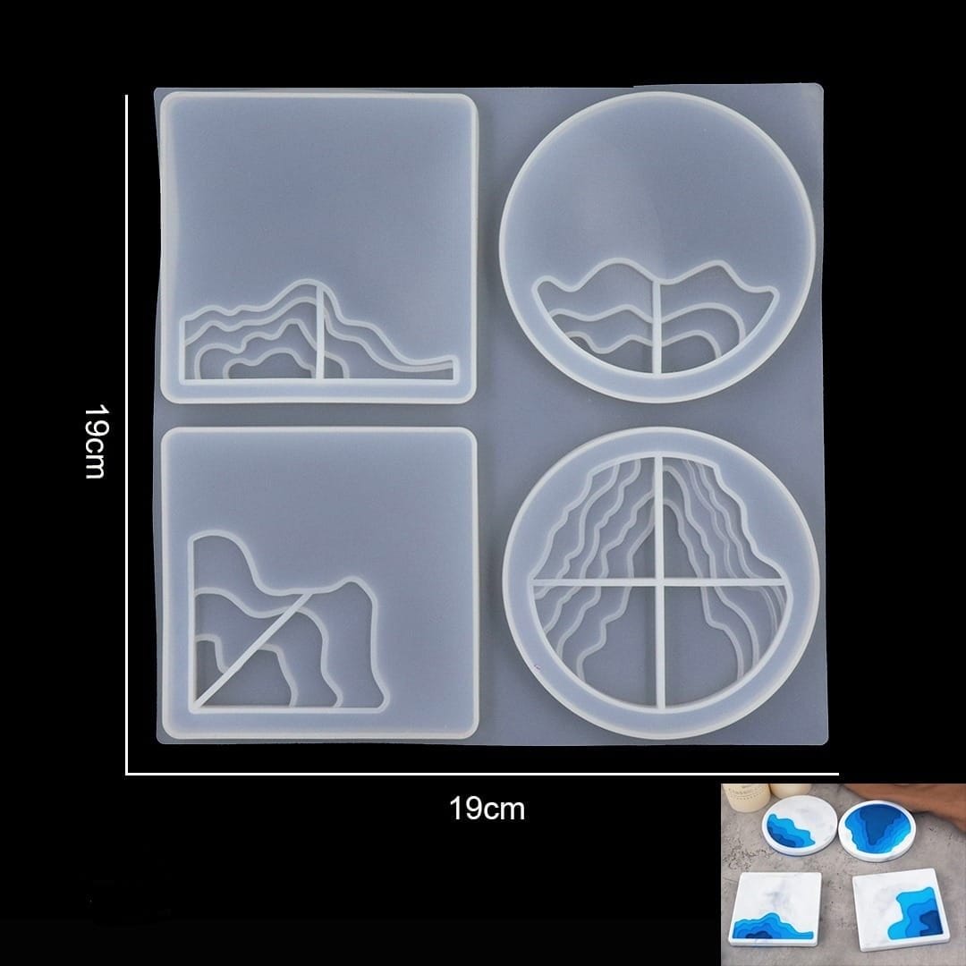 Wave Depth Coaster Sililcone Mould RAWS 237 silicone moulds Wave Depth Coaster Sililcone Mould