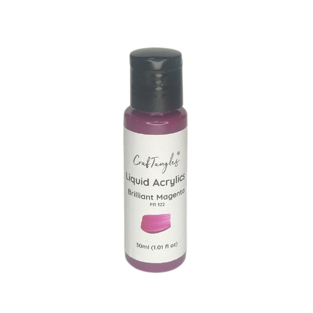 CrafTangles Liquid Acrylics / Acrylic Inks 30 ml - Brilliant Magenta CrafTangles Liquid Acrylics Brilliant Magenta CrafTangles_Liquid_Acrylics_Brilliant_Magenta